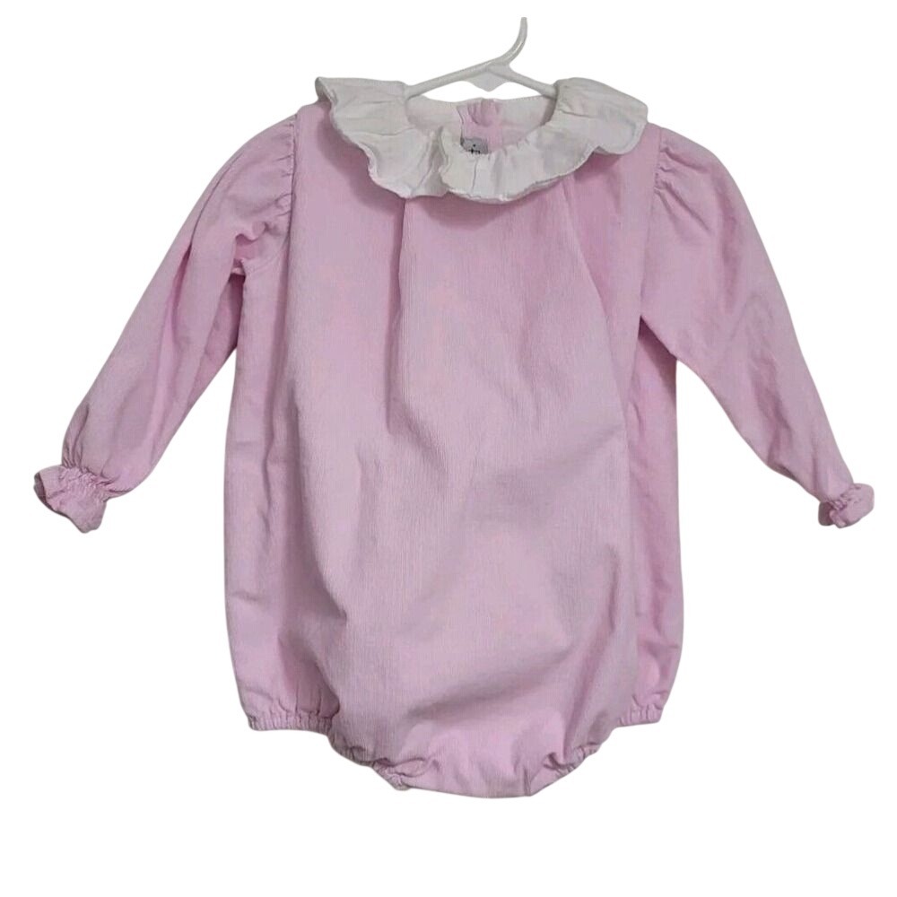 Pukatuka Pink Corduroy Bubble Romper Ruffle Collar Long Sleeve Size 1A 12 mo